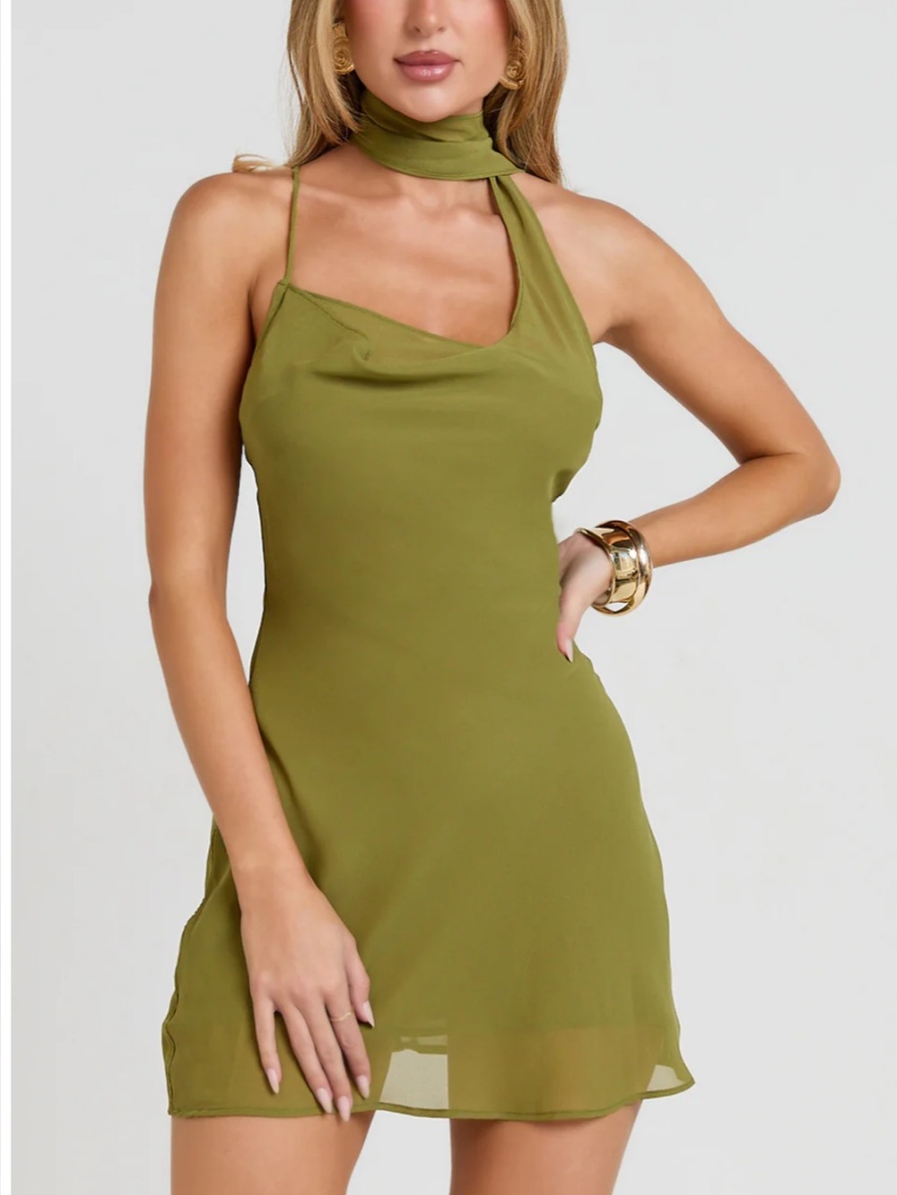 Showpo Olive Choker Mini Dress